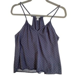 Aerie Navy Blue Red Diamond Print Racerback Cami Tank Top Small V-Neck Flowy